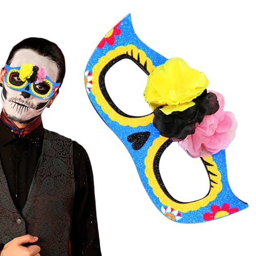 Humdcdy Maskerade-Maske für Damen, Party-Gesichtsmaske, Rollenspiel, Halloween-Maske, Halloween-Kostüm, Gesichtsmaske, verziert mit künstlichen Blumen und Totenkopf, für Kostümpartys von Humdcdy