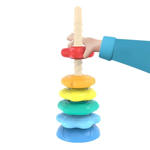 Humdcdy Regenbogenring-Stapelspielzeug,Regenbogen-Stapelringe-Kleinkindspielzeug | Kinder Ringe Stacker Lernspielzeug,Kleinkind-Spin-Stack-Gehirnentwicklungsspielzeug für Kinder, Kinder, Familie von Humdcdy