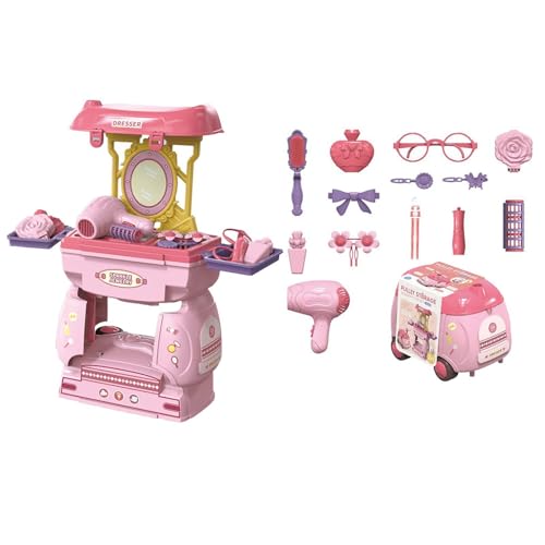 Humdcdy Rollenspiel Makeup Sets, 2-in-1-Spielzeugauto Rollenspiel Lernspielzeug, Mädchenspielzeug Kinder Makeover Sets Für Geburtstag, Weihnachten -Zubehör von Humdcdy