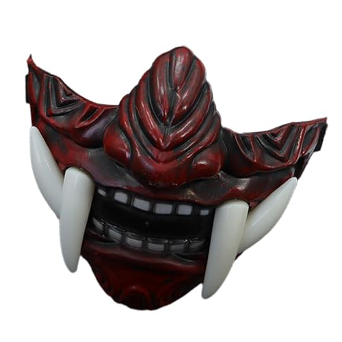 Humkopnl Half Face mit Zähnen, Cosplay Face Half Face Horror Requisiten Lustige Halloween Fangzähne Bequem Tragen Tier Schädel Design für Mottoparty von Humkopnl