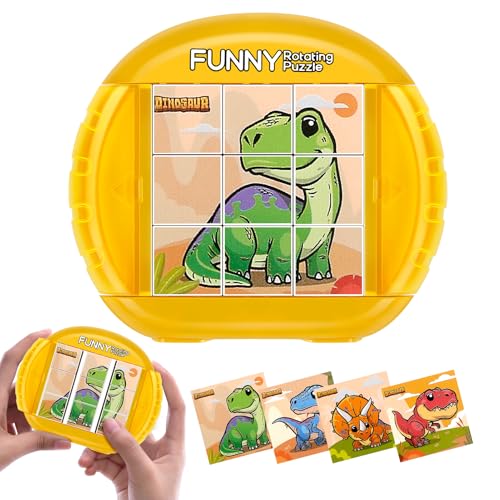 Humtudeit Würfelpuzzle, Puzzle Geduldspiele 4 In 1 Tier-Motive Puzzle 3D Bilderwürfe Puzzlespiele, Lernspielzeug Puzzle Ab 3 4 5 6 Jahre FüR Kinder Jungen Und Mädchen (Dinosaurier-Welt) von Humtudeit