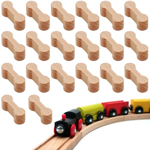 20 Stück Holzeisenbahn Zubehör, Wooden Brio Schienen,Holzschienen Adapter Verbinder,Brio Zubehör,Holzeisenbahn Schienen,Universal Holzeisenbahn Adapter Set,für Kinder Lego Spielzeug Schienenverbinder von Hundredweat