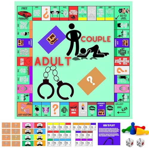 Adultopoly Board Game, Paarspiele für Erwachsene, Schlafzimmerspiele,Brettspiele für Paare,Couple Board Game,Couple Game Card Board Game Props, Relationship Card Game,Ideen für Eine Verabredung von Hundredweat