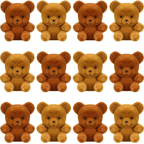 12 Stück 3 cm/1 Zoll Miniatur beflockter Teddy Plüsch Mini Bären gefüllt Bär Dekorationen für Geburtstagskuchen Hochzeit Dekorationen Party Gastgeschenke Zubehör Tasche Charm DIY Zubehör von Hungdao