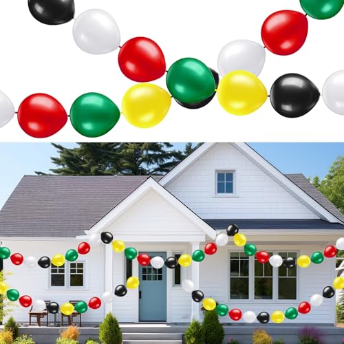 Hungdao 200 Stück schwarze Geschichte Monat Link Ballon Outdoor Dekorationen 25,4 cm Juneteenth hängende Girlande verbindbare Luftballons Banner für schwarze Geschichte Monat Freiheit Tag Juneteenth von Hungdao