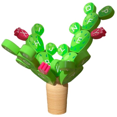 HunicandIU Buchstaben-Puzzle-Spielzeug, Balancierendes Kaktus-Spielzeug, Holz-Balancierspiel, Stapelblöcke zum Alphabet-Lernen, Pädagogische, multifunktionale -Frühentwicklungsaktivitäten für den von HunicandIU