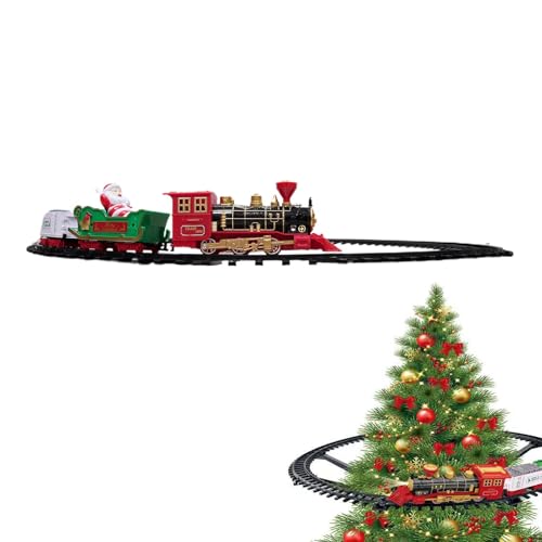 HunicandIU Elektrisches Zugset mit Licht,Weihnachtszugset | Eisenbahn-Set für Kinder mit Licht und Musik | Christmas Elements Elektrischer Weihnachtszug zum Aufstellen auf und unter dem Weihnachtsbaum von HunicandIU