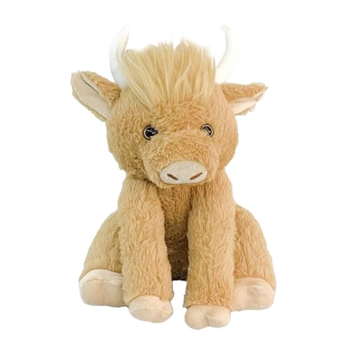 HunicandIU Hochlandkuh Stofftier, Hochlandkuh Plüschtier | Kuschelige Highland Cow Begleitpuppe mit Sound | Gelenke bewegliche, realistische Tierpuppe für Zuhause, Auto, Schlafzimmer, Sofa, 9,84 Zoll von HunicandIU