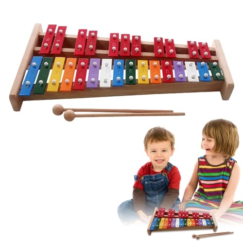 HunicandIU Kleinkind-Xylophon, Xylophon-Instrument - Kleines Xylophon | 27 Noten pädagogisches Kleinkind-Xylophon, Kleinkind-Xylophon, tragbares Glockenspiel-Instrument für Kinder, und Mädchen von HunicandIU