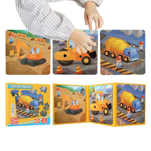 HunicandIU Magnetisches Puzzlebuch, Magnetisches Puzzle | Technisches Fahrzeugpuzzle,Kinder-Reise-Puzzlebuch, Aktivitätsspielzeug, Spiele für Kinder, Mädchen im Alter von 3 4 5 Jahren, im Auto, von HunicandIU