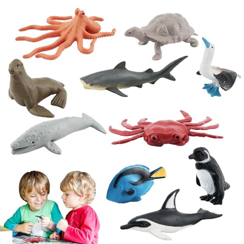 HunicandIU Ozean Meerestiere | Squishy Meerestiere mit realistischem Design | Große Tiefseetiere - Ozean-Unterwasserlebewesen Realistische Gummi-Marine-Spielzeugfiguren Lernspielzeug für Kleinkinder, von HunicandIU