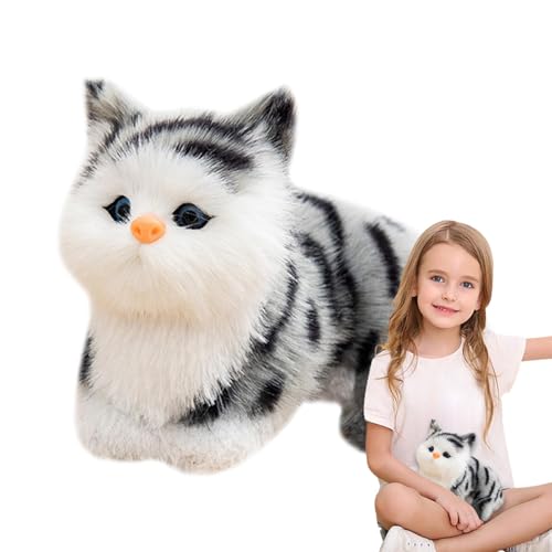 HunicandIU Stofftier Katze,Plüschkatze Stofftier - 7,09 Zoll Miniatur-Katzenfiguren - Niedliche Katzenpuppen-Spielzeugdekorationen zum Sammeln mit MIAU-Geräuschen für Kinder, Mädchen, Kleinkinder von HunicandIU