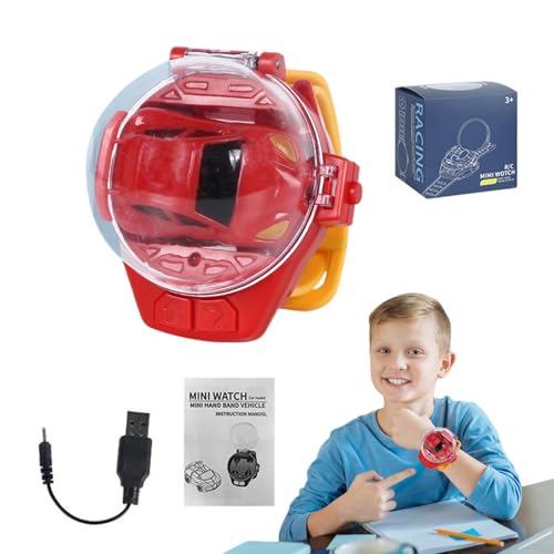 HunicandIU Uhr Spielzeugauto mit Fernbedienung, Spielzeugautouhr am Handgelenk,Rennauto-Handgelenkspielzeug für Kinder - Handgesteuertes Uhrenauto mit 2,4-GHz-USB-Aufladung für Weihnachts-, von HunicandIU