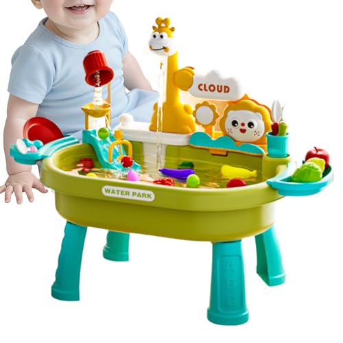 HunicandIU Wasserspiel-Tisch Für Kleinkinder - Kinder Sand Wasser Aktivitätstisch Outdoor - Mit Spielküche Rollenspiel-Zubehör und Angelspiel für Kindergarten Park Kinderbetreuung Innenbereich HunicandIU Wasserspiel-Tisch Für Kleinkinder - Kinder Sand Wasser Aktivitätstisch Outdoor - Mit Spielküche Rollenspiel-Zubehör und Angelspiel für Kindergarten Park Kinderbetreuung Innenbereich von HunicandIU