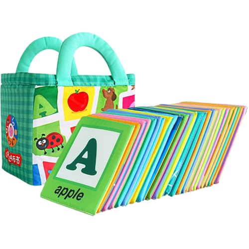 26pcs Alphabet-Flash-Karten frühes Sprache Lernen doppelseitige Babyphartenkarten mit zweisprachigen Mustern Tränenresistente und waschbare tragbare Alphabetkarten für die frühe Entwicklung von Huraoerrrr