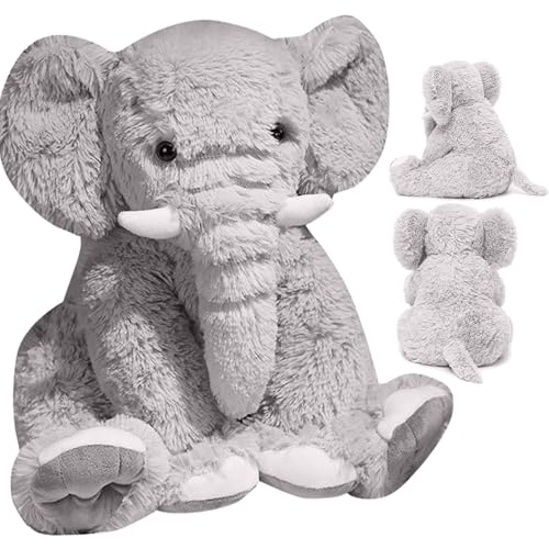 Elefant gefülltes Tier, niedliche sitzende Elefantplüsch 12 kuschelige PP -Baumwoll -Stoffelelefant, weiches graues Elefantenspielzeug für Jungen, Mädchen, Kinder, Babyparty, Schlafenszeit, Geburtsta von Huraoerrrr