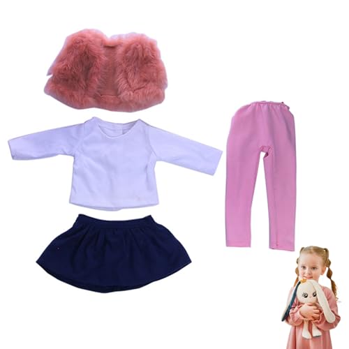 Huraoerrrr 1 Set 18-Zoll-Puppenkleidung, Winter-Outfit-Puppenkleidung Beinhaltet Weste, Rock, Leggings und langärmeliges Hemdbabypuppenkleidung für 18-Zoll-Mädchen-Puppenzubehör von Huraoerrrr