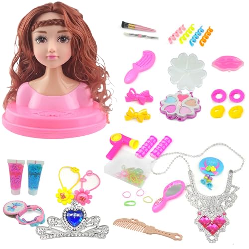 Huraoerrrr 1 Set Doll Head für Haarstyling und Make -up Styling Head Doll für Mädchen farbenfrohe realistische Make -up -Accessoires für Mädchen Geburtstag Weihnachten Thanksgiving Geschenke, Style2 von Huraoerrrr