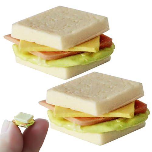 Huraoerrrr 1:12 Skala Miniature Dollhouse Accessoires Realistisch gefälschte Sandwich Dollhouse Accessoires für DIY Dollhouse Kitchen Esstisch, 2pcs von Huraoerrrr