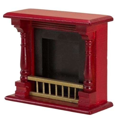 1:12 Skala Puppenhaus Kamin Rot, Simulation DIY Vintage Holz dekorative Miniaturmöbel für Weihnachtsdekor -Accessoires 1:12 Skala Puppenhaus Kamin Rot, Simulation DIY Vintage Holz dekorative Miniaturmöbel für Weihnachtsdekor -Accessoires von Huraoerrrr