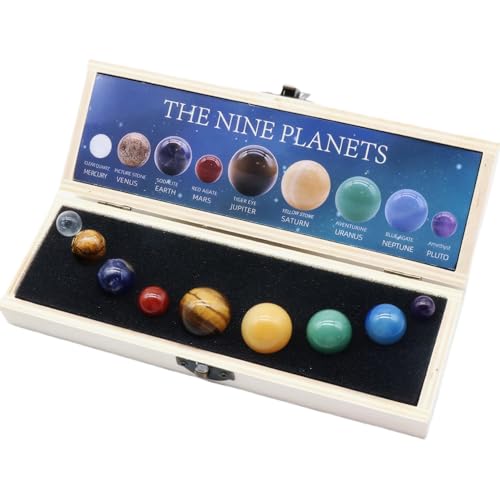 Huraoerrrr 1Set Solarsystem für Kinder mit 9 Planeten Lifelike Funny Planeten für Kinder Solarsystem mit Box Storage Natural Ore Planet Spielzeug Bildungs ​​Solarsystem für Kindergeschenke von Huraoerrrr