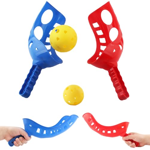 Huraoerrrr 2 Set Scoop Ball Yard Parent-Kind-Schaufel-Ballspiel umfasst 4 Scoops und 2 Bälle im Freien im Outdoor-Impress-resistenten Strandpicknick-Familienspiele für Kinder, Erwachsene von Huraoerrrr