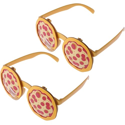 Huraoerrrr 2pcs Partygläser für Erwachsene lustige Brille, Pizza -Stil funky Brille, Neuheit Sonnenbrillen Fotografie Requisiten für Sommer -Themen -Party -Lieferungen Pizza Ice Cream Fun Fun Brille von Huraoerrrr