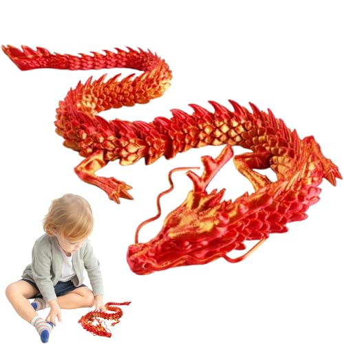 Huraoerrrr 3D -Gedruckter Drache 12 Zoll Flexibler artikulierter Drache potenable Kristall Drachen Spannung Drachenspielzeug für die Autodekoration rot von Huraoerrrr