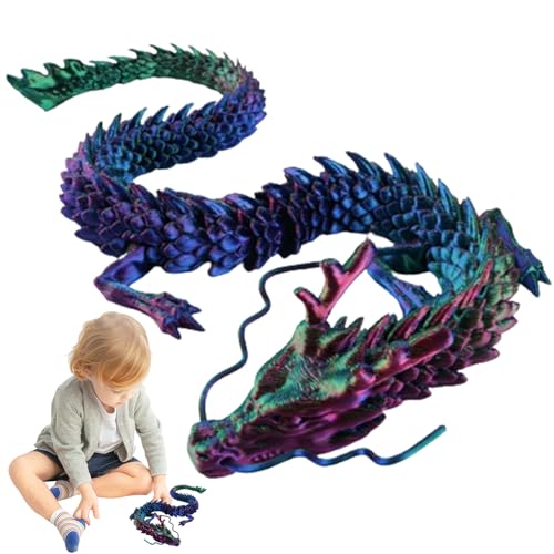 Huraoerrrr 3D -Gedruckter Drache 12 Zoll Flexibler artikulierter Drache potenable Kristall Drachen Stress Relief Drachenspielzeug für Autodekoration farbenfroh von Huraoerrrr