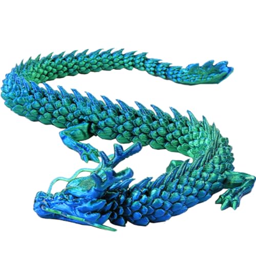 Huraoerrrr 3D -Gedruckter Drache 17.7in bewegliche Gelenke Drachen Ornament Realistische Drachenspielzeug sichere Fischtankdekorationen für Home Office Aquarium Green von Huraoerrrr