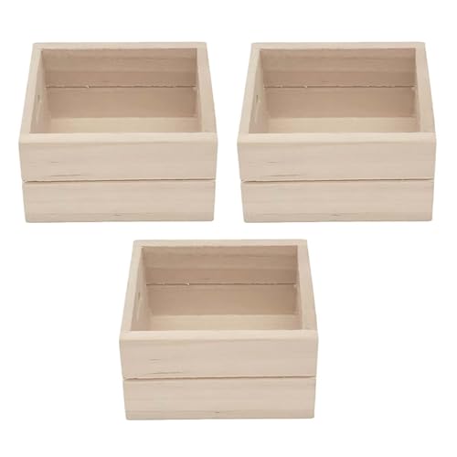 Huraoerrrr 3pcs kleine hölzerne Kiste, 1,57x1.38x0.87 1:12 Mini -Holzkisten Skala, natürliche Holzkiste Dollhouse Miniaturen Food Basket Dollhouse Dekoration Zubehör von Huraoerrrr