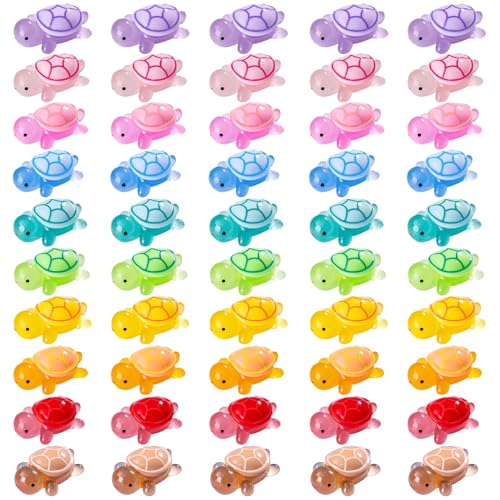 Huraoerrrr 50pcs Mini -Harzschildkröten realistische Bunte Mini -Tierfiguren, Mikrolandschaftsschmuck winzige Tierspielzeug für Heim-, Familien-, Schlafsaal- und Bürodekoration von Huraoerrrr