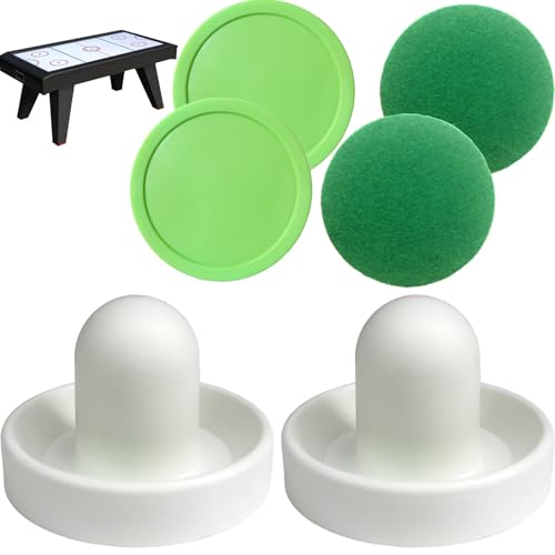 Huraoerrrr Air Hockey Pushers 6pcs/Set mit großen lebendigen grünen Lufthockey -Pucks und Air Hockey Paddles Torpads Ersatzzubehör für Spieltische von Huraoerrrr