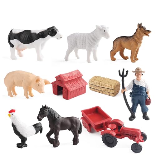 Huraoerrrr Animal Figurines Farm Animal Figurines 1 Set Realistic Comprehensive Farm Animal Toys Includes Animals, Farmer, Farm Tools & More Developmental Parent-Child Plastic Farm Toys, Bir von Huraoerrrr