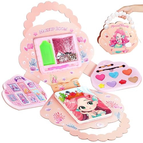 Huraoerrrr Dress -up -Aufkleberbücher Fantasy Dress -up -Spiele mit kosmetischen Karton, Glitzeraufkleber und mehr, 4 in 1 Princess Art Craft Kits, Reisespielzeug für Mädchen im Alter von 6 Jahren von Huraoerrrr