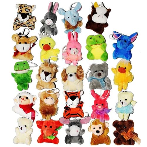 Huraoerrrr Mini Animal Plüschspielzeug niedliche Stofftiere Schlüsselbund Spielzeugpartybeutel Füllstoffe für Kinder 24 Packs von Huraoerrrr