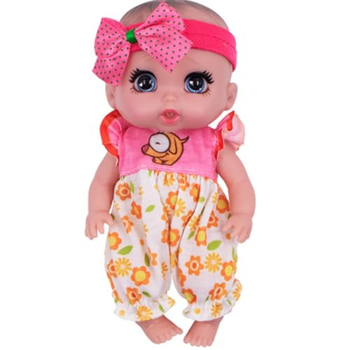 Huraoerrrr Mini -Babypuppen mit großen Augen 6 realistische Babypuppen mit Kleidung und Bogenstirnbandgelenk beweglicher PVC winzige Babypuppe, Geschenke für Mädchen von Huraoerrrr