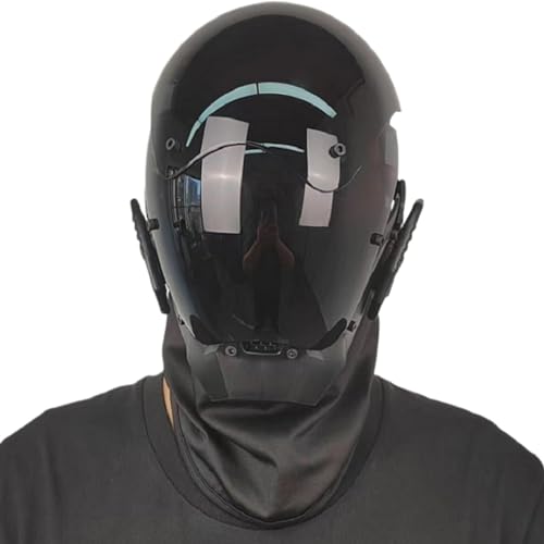 Huraoerrrr Punkmaske für Männer - Schwarze futuristische Maske - PC Dekorative Techwear - Cyber-Maske für Cosplay, Party, Halloween, Music Festival von Huraoerrrr