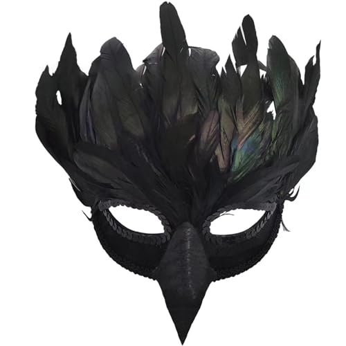 Huraoerrrr Raven Mask Crow Maske 6.3x11.8in halb gefressen gefiedert Maskerade Vogel Realistisches Raven Cosplay Accessoire für Halloween Mardi Gras Huraoerrrr Raven Mask Crow Maske 6.3x11.8in halb gefressen gefiedert Maskerade Vogel Realistisches Raven Cosplay Accessoire für Halloween Mardi Gras von Huraoerrrr