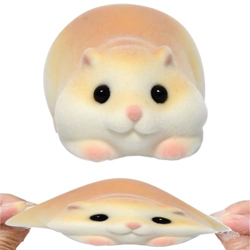 Huraoerrrr Squeeze Toy Netter hamsterförmiger Flockenkugel, 2x2,8x1.6 Legen Sie weiche belastbare Stressspielzeug Stress-Relief-Spielzeug für Kinder Erwachsene Geschenk von Huraoerrrr