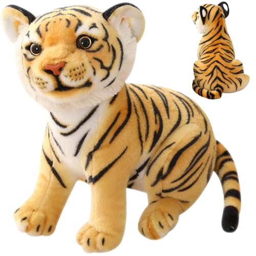 Huraoerrrr Tiger gefülltes Tier süße Cartoon Simulation Stoffeded Tiger 10.6 Zoll Tiger Plüsch weiche und komfortable Tigger -Stofftiergeschenk für Kinder Jungen Mädchen, Gelb von Huraoerrrr