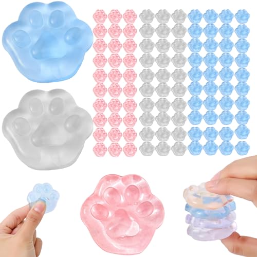 Stressabbauspielzeug, 100pcs 1,6x1.6 Safe Weiche Stress -Squeeze -Spielzeug, klare niedliche Katzenpfoten Zappel -Squeeze -Spielzeug, lustiges Katzenspielzeug für Kinder Erwachsene Partygeschenke von Huraoerrrr