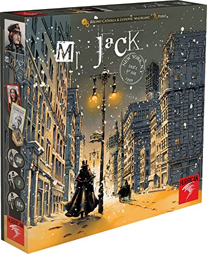 Hurrican Games, Mr. Jack New York (Edition 2022), Gesellschaftsspiel, Kooperatives Spiel, ab 14 Jahren, 2 Spieler, 30 Minuten HURMJA03FR, Grau, Blau von Asmodee