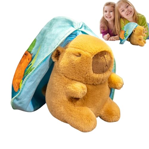 Husoiuy Capybara-Plüschtier | Wendbares Capybara-Kissen Mit Reißverschluss - Für Jun-gen, Mädchen, Kinder Und Erwachsene, Ideales Flauschiges Geschenk, Knuddelige Tierpuppe Für Kinder von Husoiuy