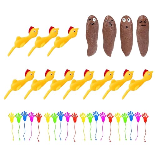 Husoiuy Chicken Fingers Toy, Poop Toy - Flying Poop-Spielset,Mit 20 neuartigen Hühnerfingerspielzeugen mit glitzernden Palmen, fliegendes Kotspiel für Streich-Requisiten von Husoiuy