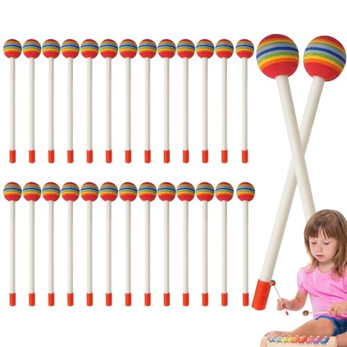 Husoiuy Handtrommel-Percussion-Sticks, Kinder-Drumsticks,28 Stück Regenbogen-Lollipop-Drumsticks, Rhythmus-Sticks - Weiche Regenbogen-Lollipop-Trommelstöcke, buntes Musikspielzeug, Schlaginstrument von Husoiuy