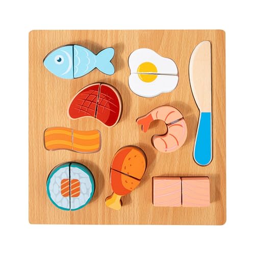 Husoiuy Holzpuzzles für Kinder,Holzpuzzles für Kleinkinder - Lernspielzeug,Vorschulspielzeug zum Schneiden von Lebensmitteln, Spielzeug zur intellektuellen Entwicklung von Kleinkindern für und Mädchen von Husoiuy