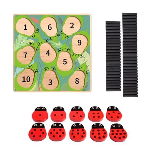 Husoiuy Lern-Matching-Spiel aus Holz, Lernspielzeug für Kinder, Zahlen-Erleuchtungs-Marienkäfer-Spielzeug, Holzzähl-Marienkäfer-Lernspielset für Kinder, Kleinkinder von Husoiuy