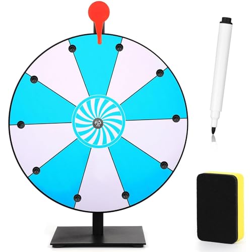 Husoiuy Preisrad Spinner Mit Ständer | Preisdrehrad | Blau Weißes Löschbares Preisrad - Tabletop Roulette Spinner of Fortune Spin The Mit, Spiel Spinner Wheel Für Messe von Husoiuy