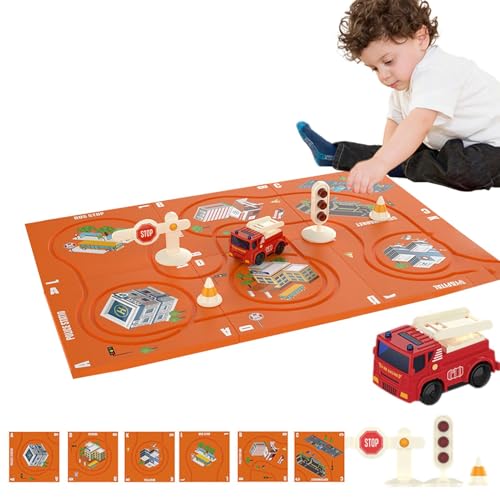 Husoiuy Puzzle-Rennbahn-Spielset, Magnet-Puzzle-Rennstrecke | Magnet-Puzzle-Autobahn für Kinder | Kreatives Eisenbahnstrecken-Design, elektrisches Gleis-Stadtautomodell von Husoiuy